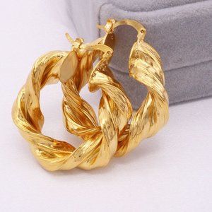 Twisted Gold Pated Hoop Earrings